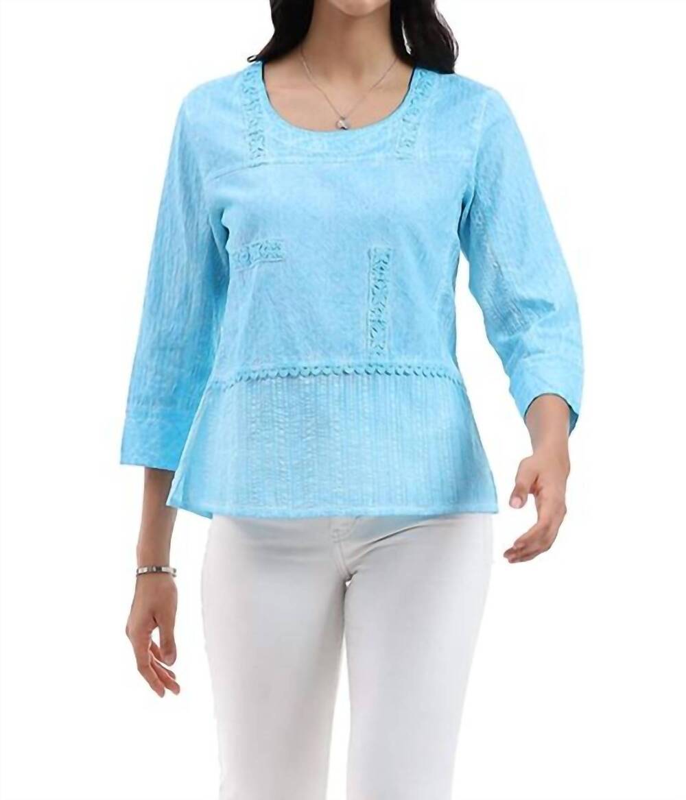 NEW PARSLEY & SAGE nelle seersucker tunic top in turquoise